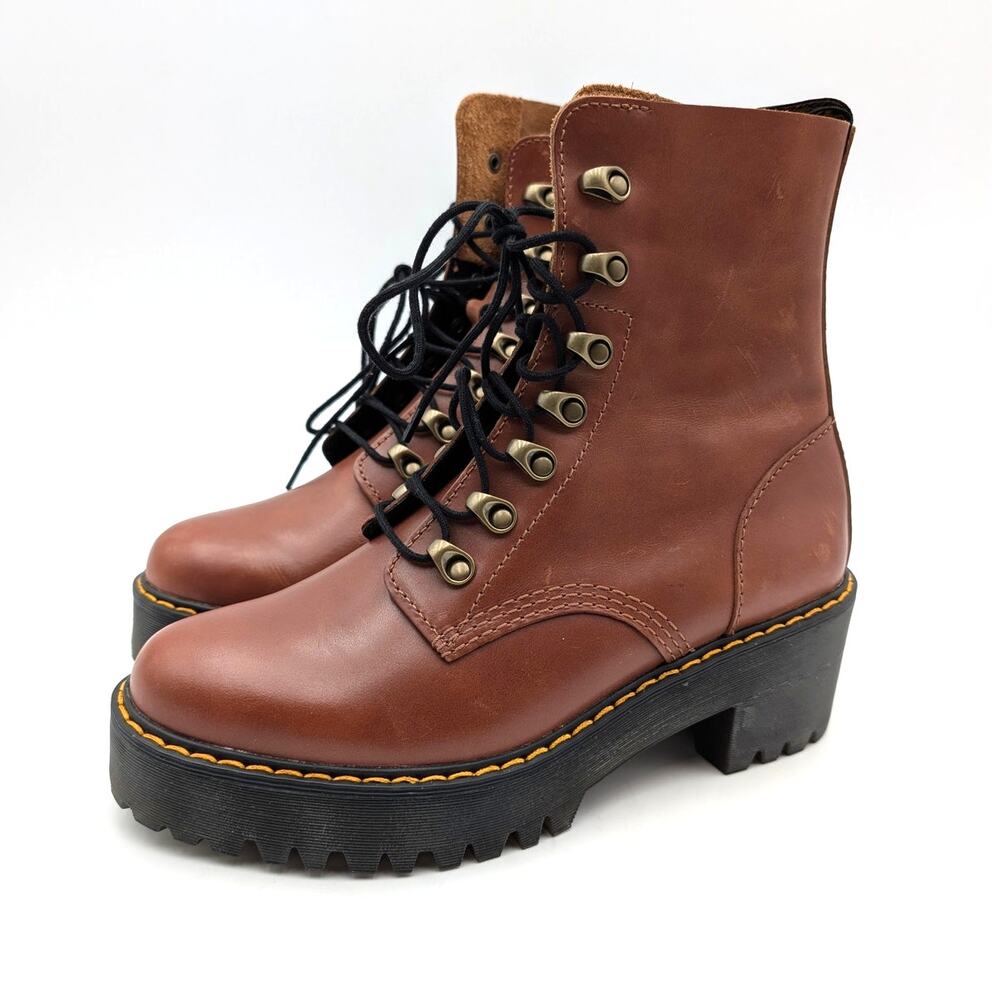 Dr. Martens Leona Smooth Leather Boots Women's Butters Cotch Size US8 EU39